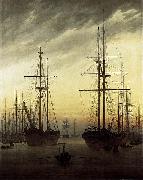 Caspar David Friedrich View of a Harbour oil on canvas